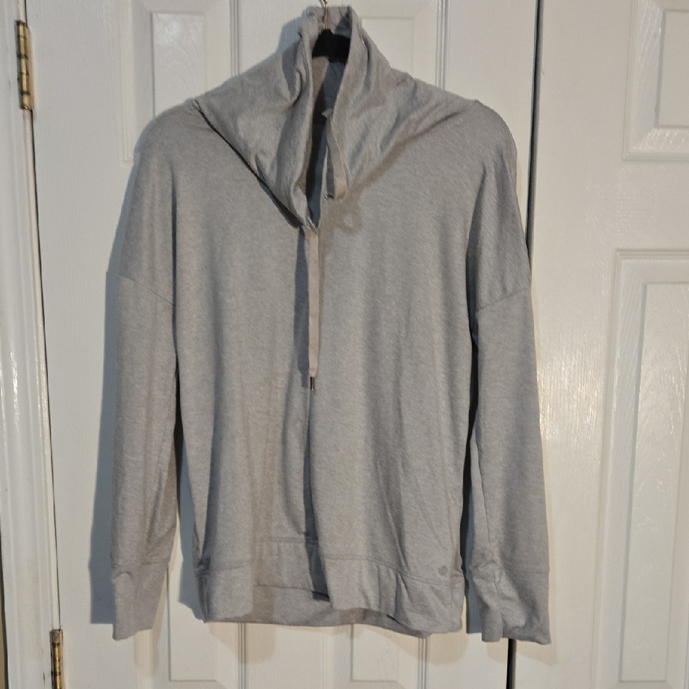 Apana Light Gray Drawstring Turtleneck Top M